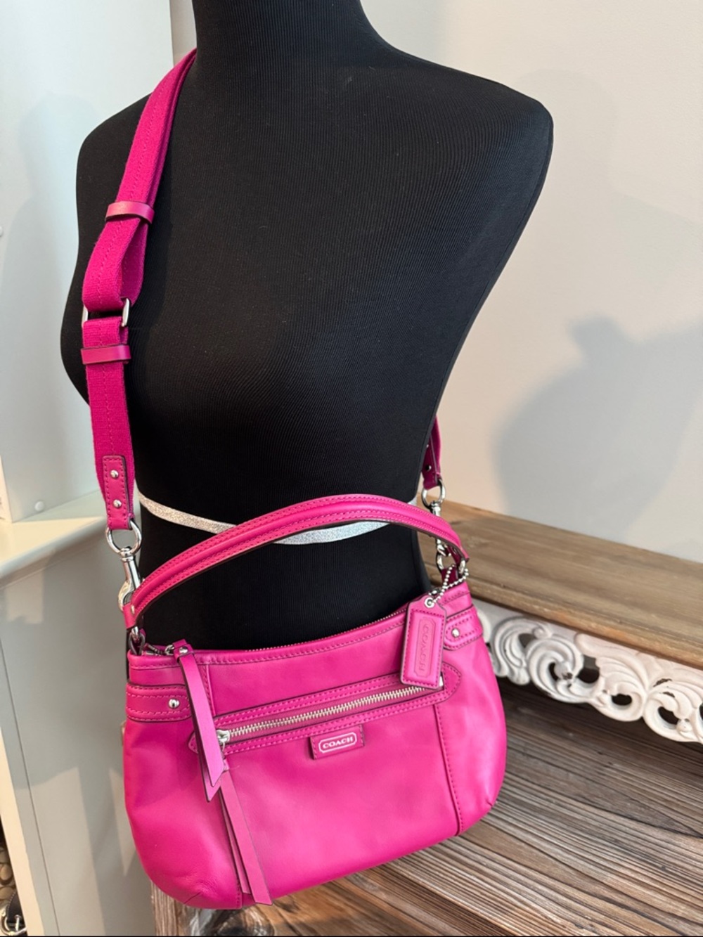 Coach Daisy Hot Pink Magenta Leather Two-way Bag